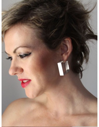 Square earrings ONE in silver (L)