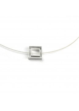 Silver-plated square necklace