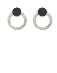 PENDIENTES TWO CIRCULAR EN PLATA NEGRA
