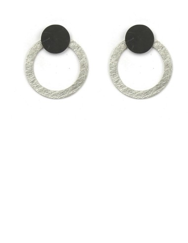 PENDIENTES TWO CIRCULAR EN PLATA NEGRA