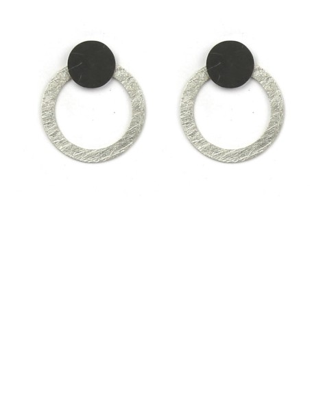 PENDIENTES TWO CIRCULAR EN PLATA NEGRA