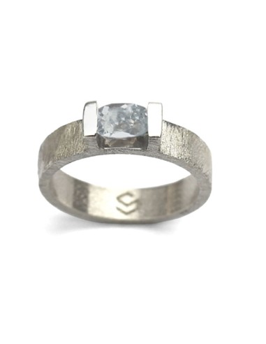 THREE Anillo Topacio Blanco