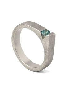 ANILLO VENUS en PLATA CON TURMALINA AZUL
