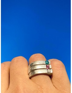 ANILLO VENUS en PLATA CON TURMALINA AZUL 2
