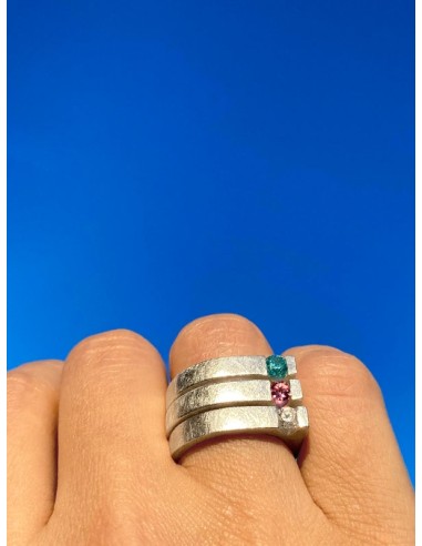 ANILLO VENUS en PLATA CON TURMALINA AZUL