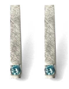 PENDIENTES VENUS en PLATA CON TOPACIO AZUL