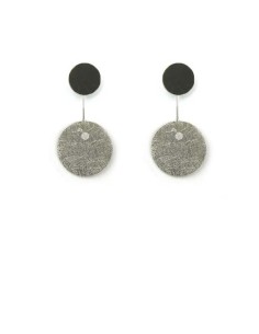 PENDIENTES TWO CIRCULAR LARGO EN PLATA Y RODIO NEGRO