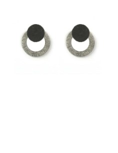 PENDIENTES TWO CIRCULAR EN PLATA NEGRA