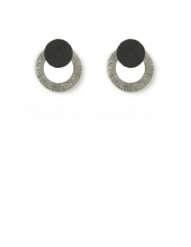 PENDIENTES TWO CIRCULAR EN PLATA NEGRA