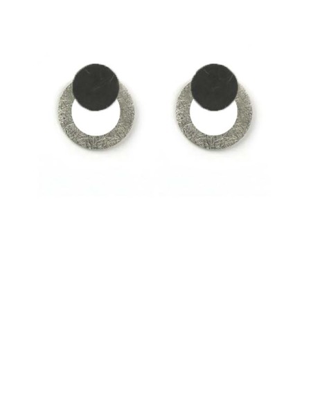 PENDIENTES TWO CIRCULAR EN PLATA NEGRA