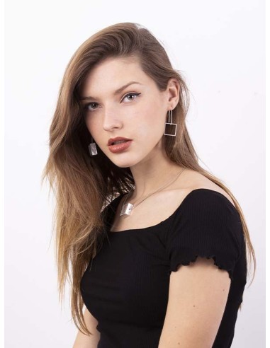 Square long Earrings ONE in silver