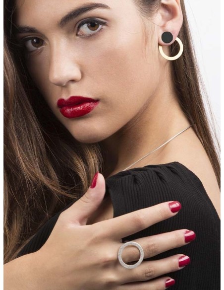 PENDIENTES TWO CIRCULAR EN PLATA NEGRA