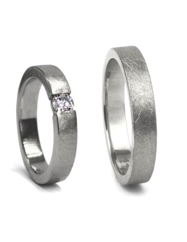 ALIANZAS DE BODA ORO BLANCO CON DIAMANTE-APDTOB