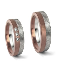 ALIANZAS DE BODA ORO ROJO CON DIAMANTE-APDTOR