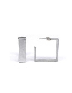 Square earrings ONE in silver (L) 2