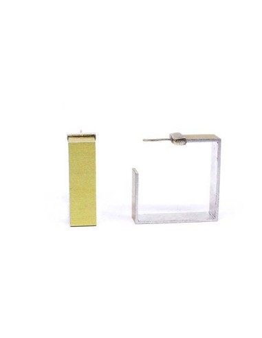 Square earrings ONE in silver (L)