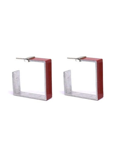 Square earrings ONE in silver (L)
