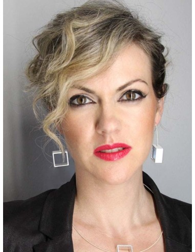 Square long Earrings ONE in silver