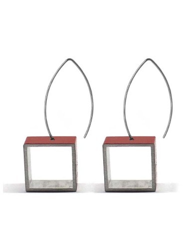 Square long Earrings ONE in silver
