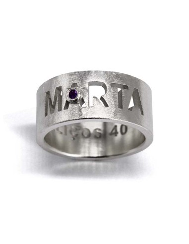 Anillo personalizado con 1 nombre y piedra