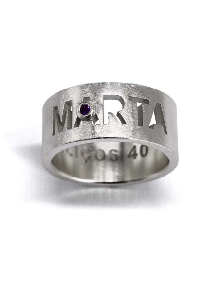 Anillo personalizado con 1 nombre y piedra