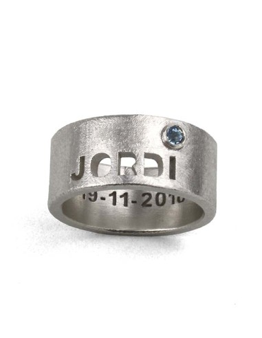 Anillo personalizado con 1 nombre y piedra
