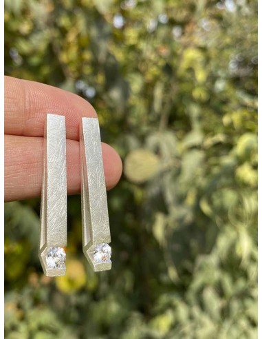 PENDIENTES VENUS en PLATA CON TOPACIO BLANCO