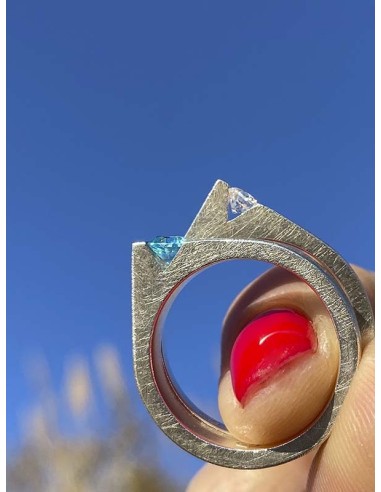 ANILLO VENUS en PLATA CON TURMALINA AZUL