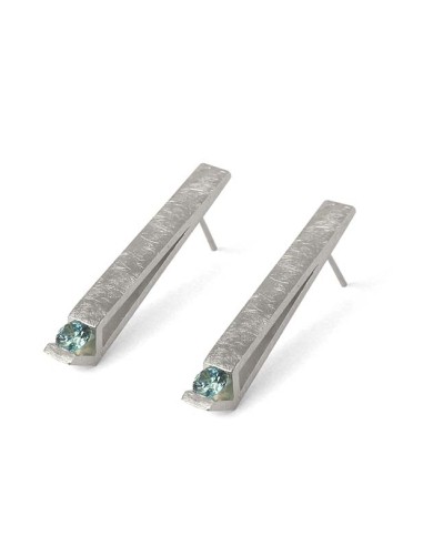 PENDIENTES VENUS en PLATA CON TOPACIO AZUL
