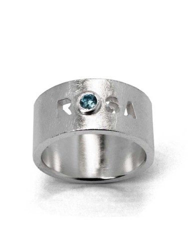 Anillo personalizado con 1 nombre y piedra