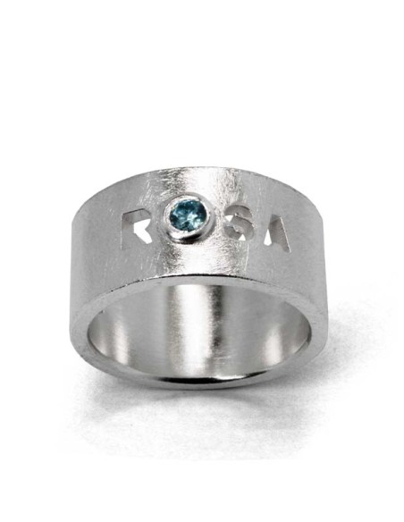 Anillo personalizado con 1 nombre y piedra