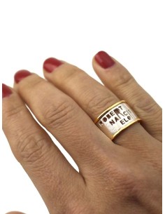 ANILLO PERSONALIZADO 2 NOMBRES Y LATERALES ORO 2