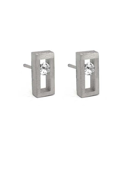 PENDIENTES SMALL LINEAL SPACE TOPACIO BLANCO