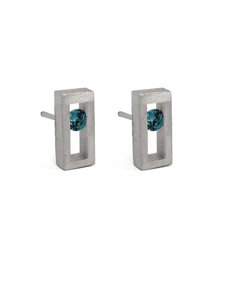 PENDIENTES SMALL LINEAL SPACE TOPAZI BLAU