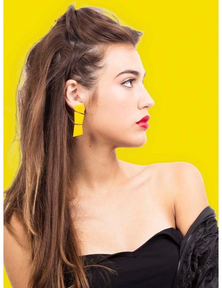 PENDIENTES TRENCADIS AMARILLO