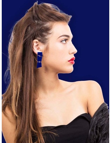 PENDIENTES TRENCADIS AZUL OSCURO