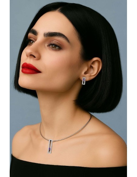PENDIENTES SMALL LINEAL SPACE  AMATISTA
