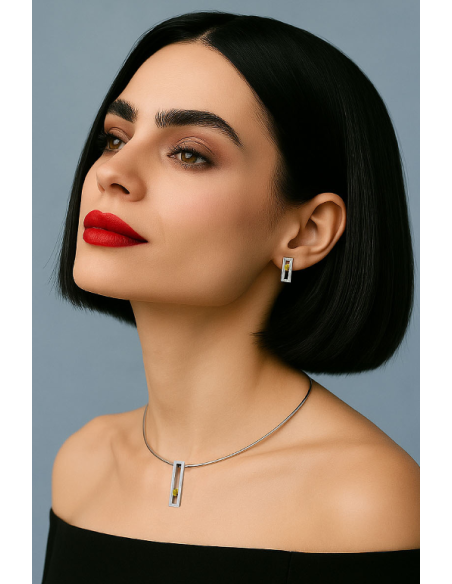 PENDIENTES SMALL LINEAL SPACE CITRINO